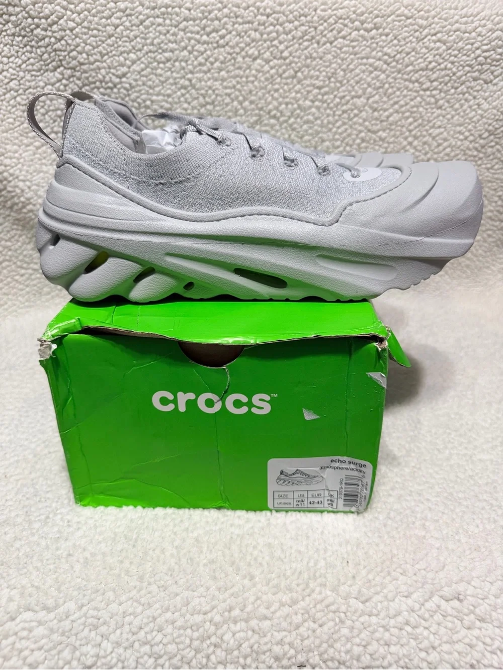 CROCS Echo Surge Sneakers - Light Gray Men’s Size 9 Women’s Size 11